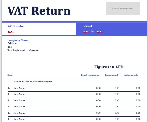 VAT return template